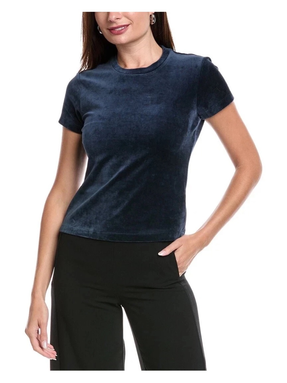 Theory Tiny Velour T-Shirt Women's Jersey Velvet Nocturne Navy 

Size M
